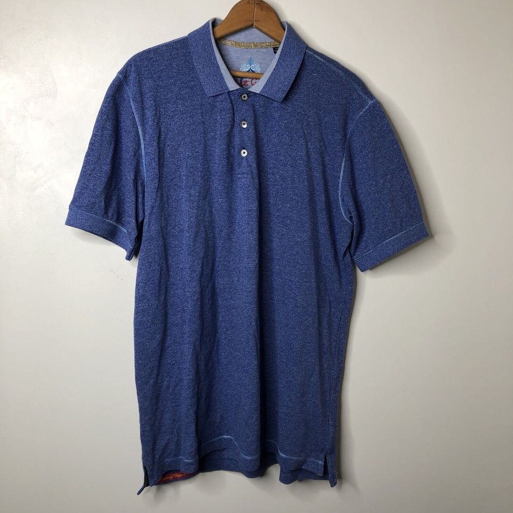 Robert Graham Polo Shirt Men's Size Large Short Sleeve Blue Classic Fit
